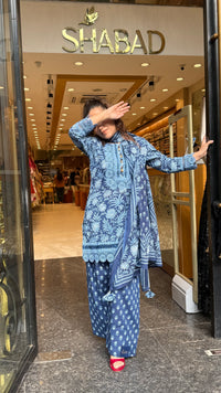 Budget-Friendly Printed Cotton Suit Set with Farshi Salwar & Lace Work | Women’s Ethnic Wear