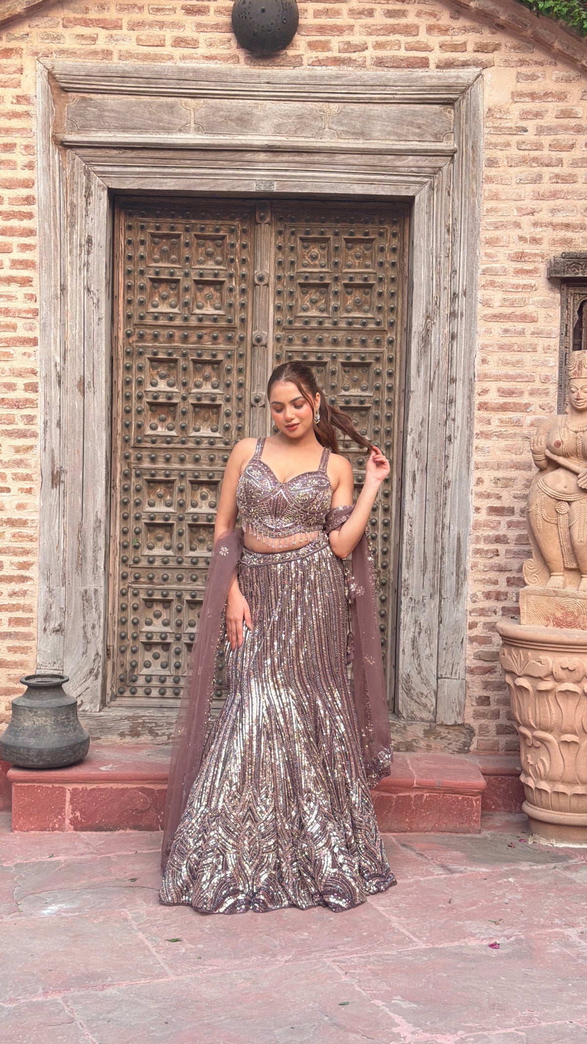 Elegant Sequence Work Fishcut Lehenga with Handwork Blouse