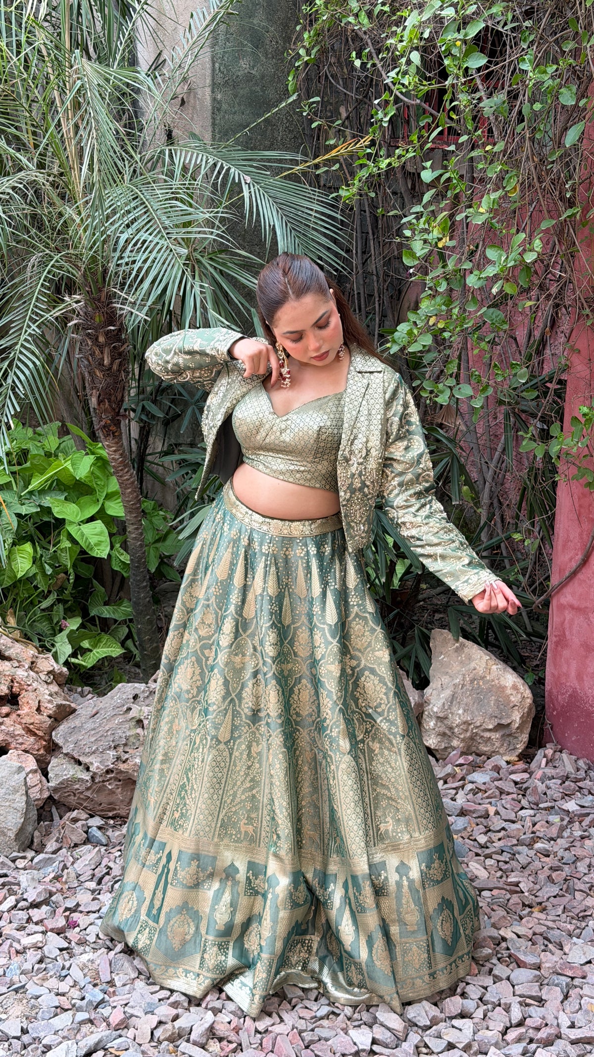 Banarasi Lehenga Set with Handworked Jacket – Designer Ethnic Wear