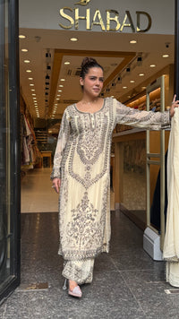 Metallic Beads & Thread Embroidered Designer Suit Set | Premium Occasion Wear