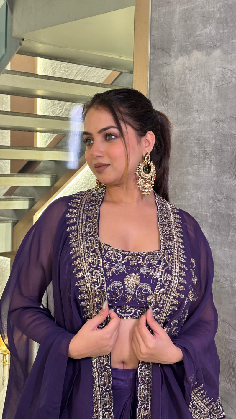 Elegant Indo-Western Set with Dabka, Sequin & Zardosi Work