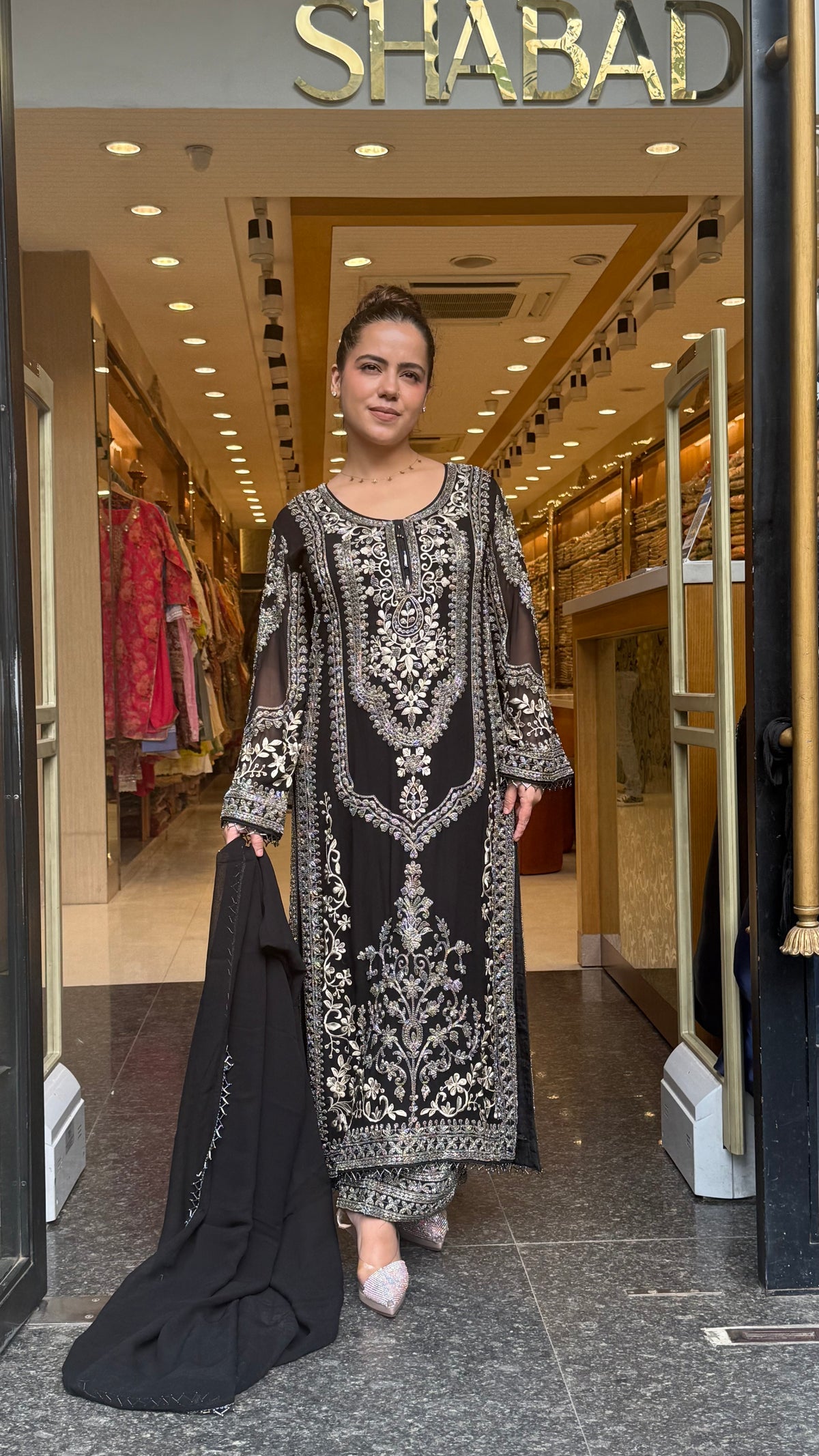 Metallic Beads & Thread Embroidered Designer Suit Set | Premium Occasion Wear