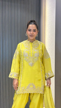 Shimmer Suit Set with Farshi Salwar & Zari Work