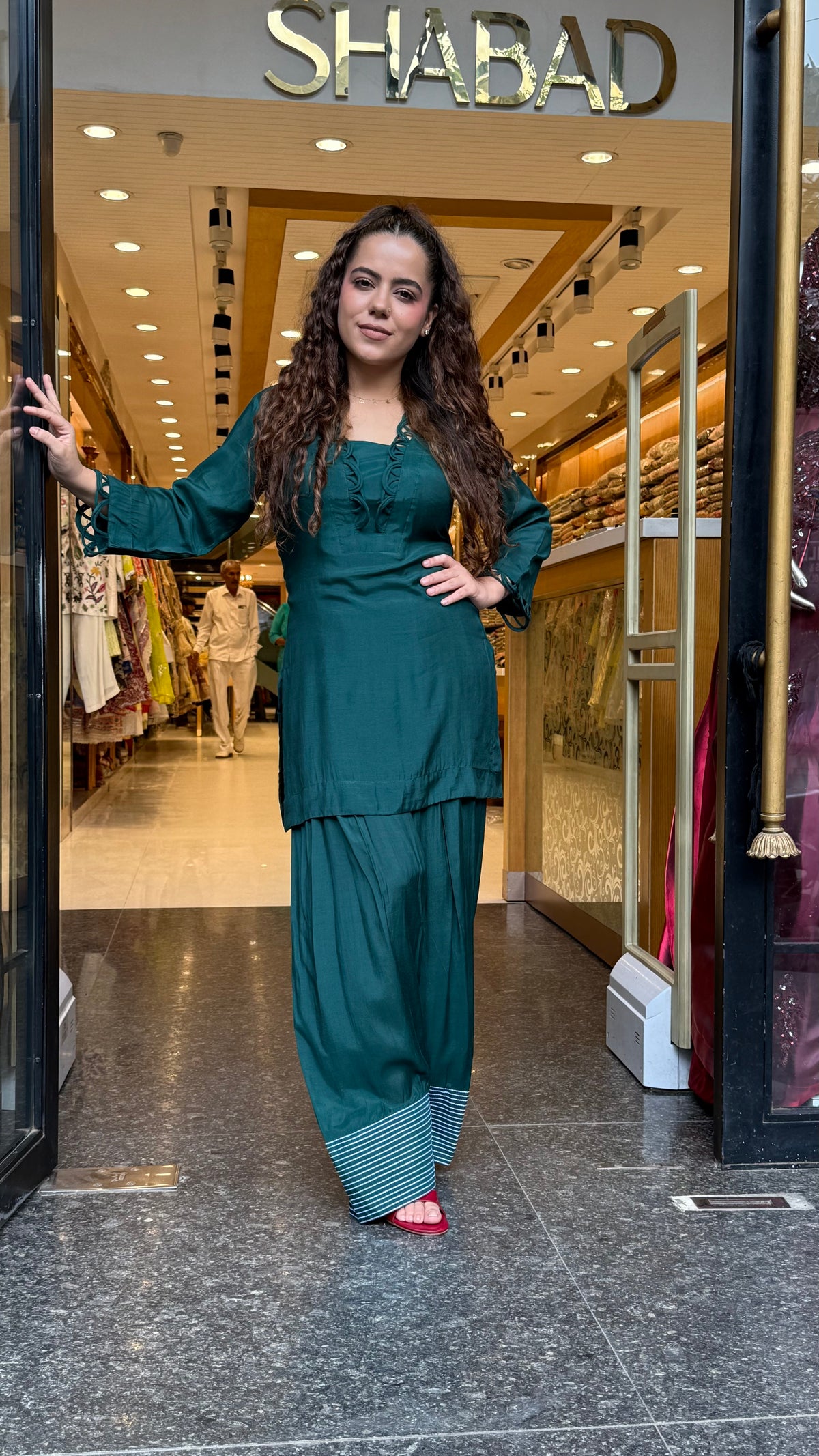 Rayon Cotton Farshi Salwar Co-ord Set with Lace Work Neckline & Sleeves | Women’s Ethnic Wear
