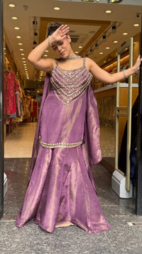 Luxury Shimmer Tissue Suit Set with Sequin, Beads & Stone Work