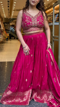 Silk Indo-Western Set with Dabka, Pearl & Stone Work Blouse and Banarasi Weaving Bottom