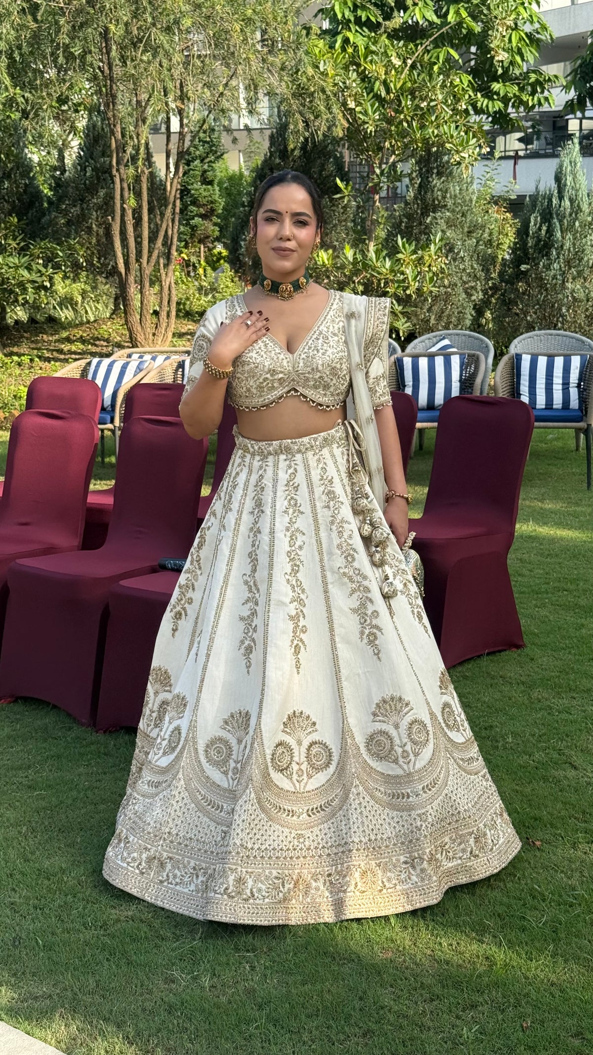 Pure Silk Handwork Lehenga with Embellished Blouse