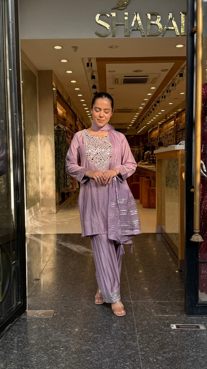 Budget Friendly Maheshwari Cotton Suit with Mirror Work |