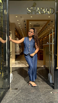 Denim Fabric Co-Ord Set for Women | Stylish Casual Two-Piece Outfit