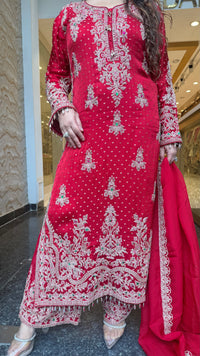 Designer Beads Work Khadi Georgette Suit Set | Size Upto 46