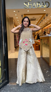 Pure Shimmer Silk Indo-Western with Handwork Thread, Zari, Cutdana & Pearl Embroidery