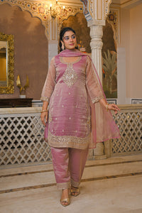 Maheshwari Cotton Suit with Shimmer Tissue, Dori, Sequin & Cutdana Work | Budget-Friendly Suit | Up to Size 44