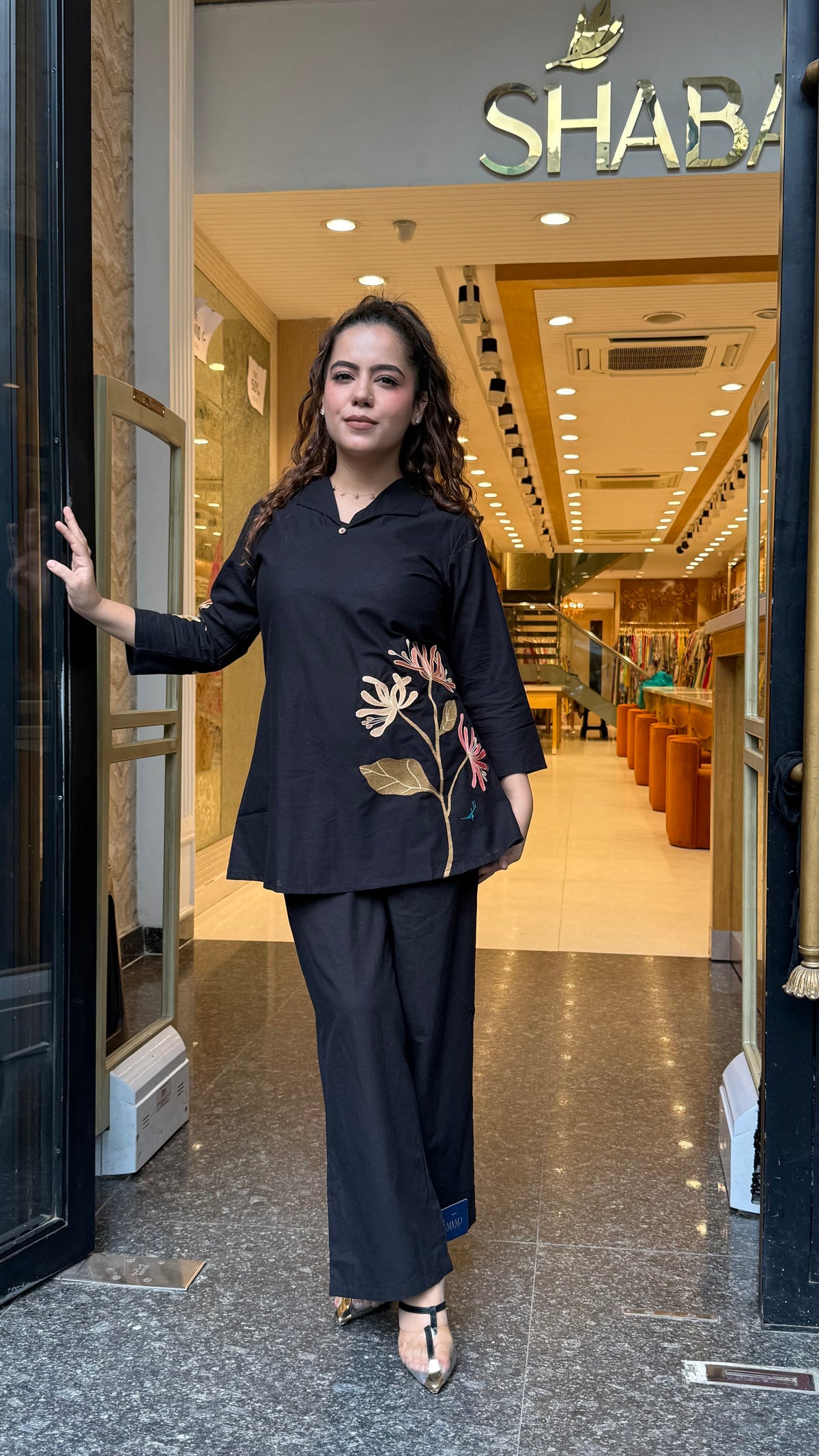 Women’s Cotton Aari Work Co-ord Set | Premium Embroidered Co-Ord Set | Sizes Up to 44