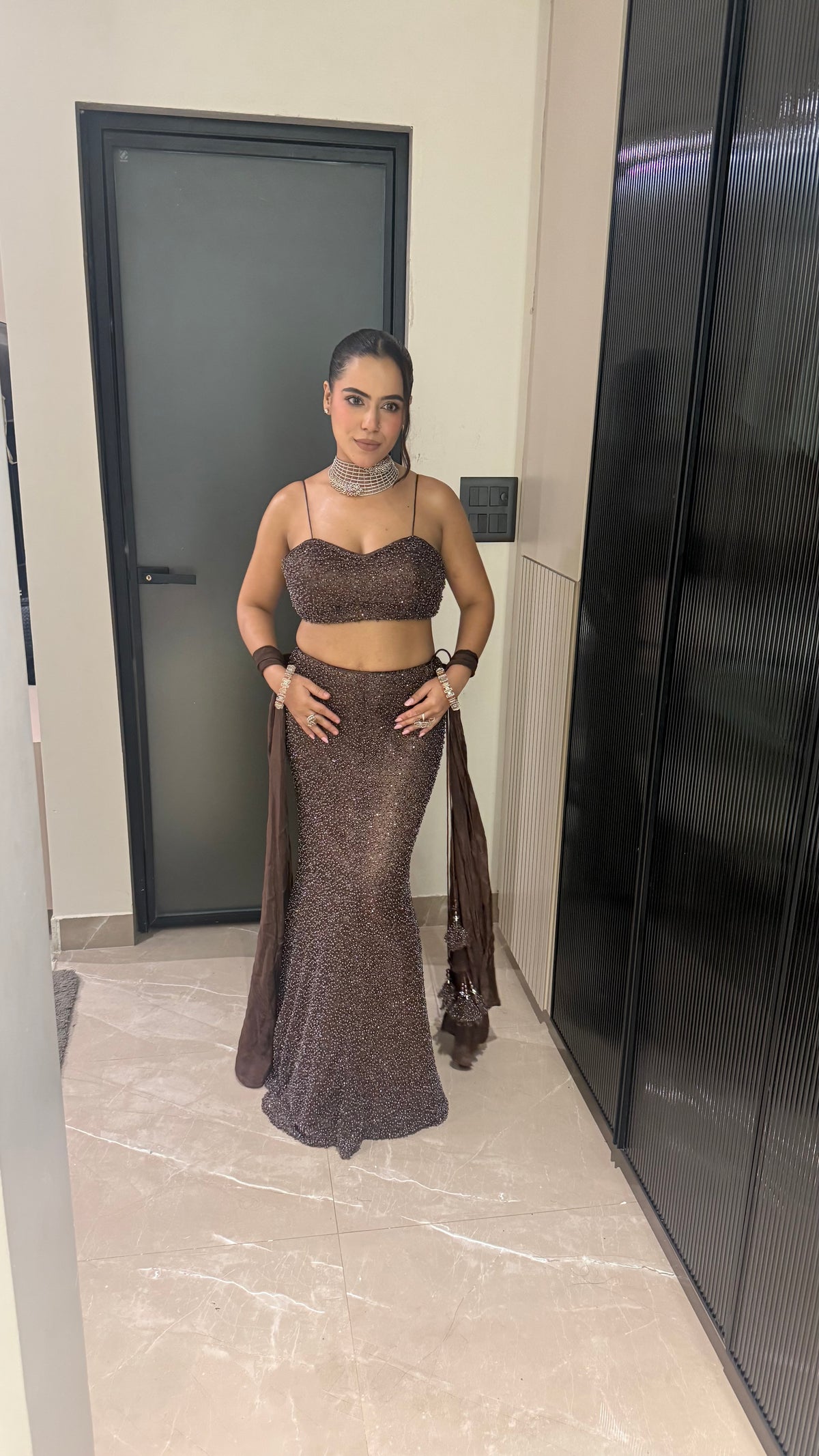 Pearl Embellished Fish Cut Lehenga | Net Fabric | Sizes Up To 42