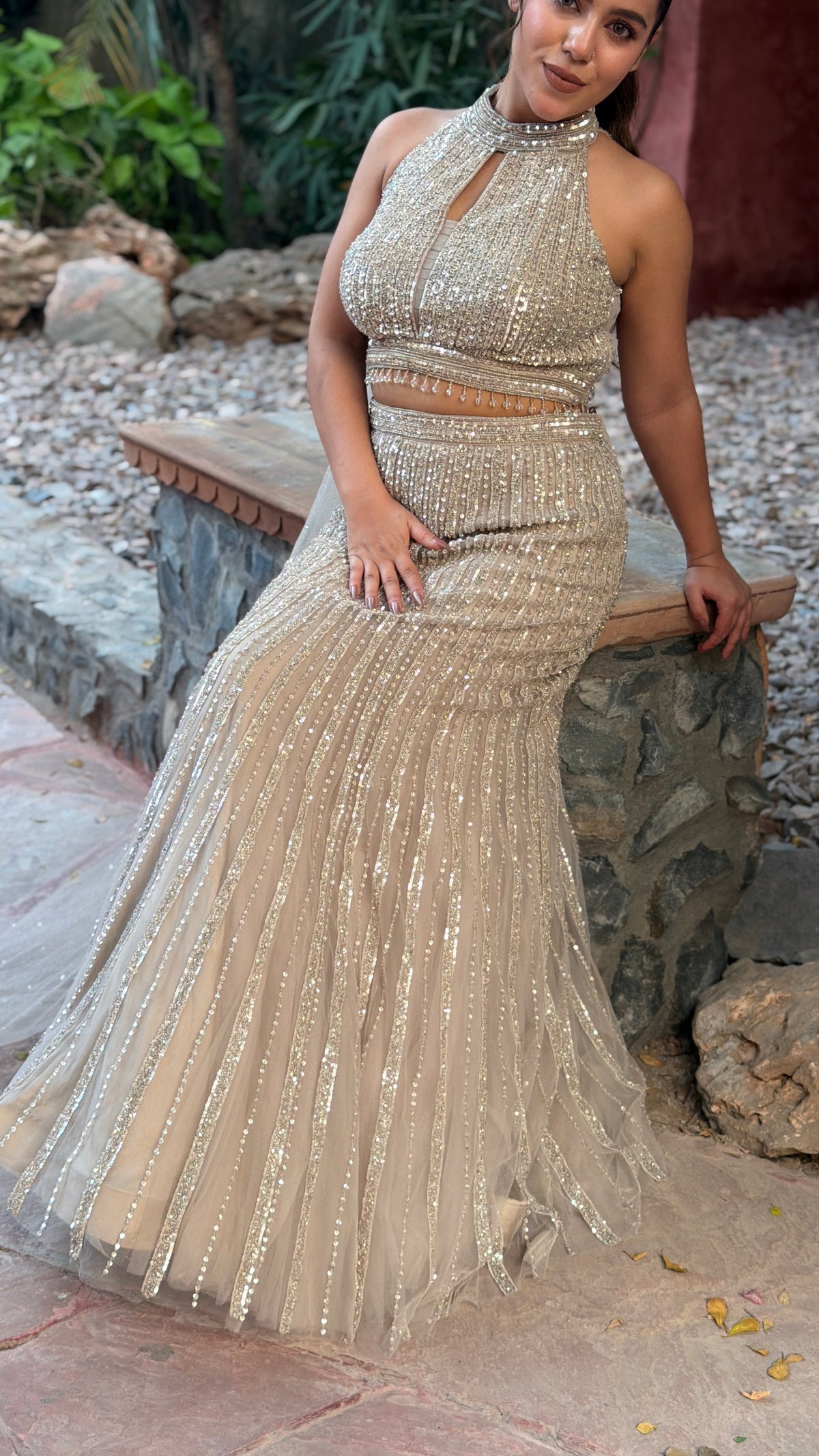 Luxury Fish Cut Lehenga with Zarkan & Sequin Handwork Blouse