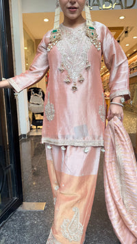 Budget-Friendly Dori Work Suit Set in Shimmer Silk | Sizes Up to 46