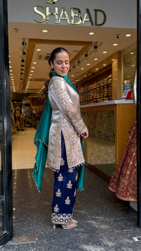 Shimmer Silk Beaded Suit Set with Chinon Salwar Style Pant