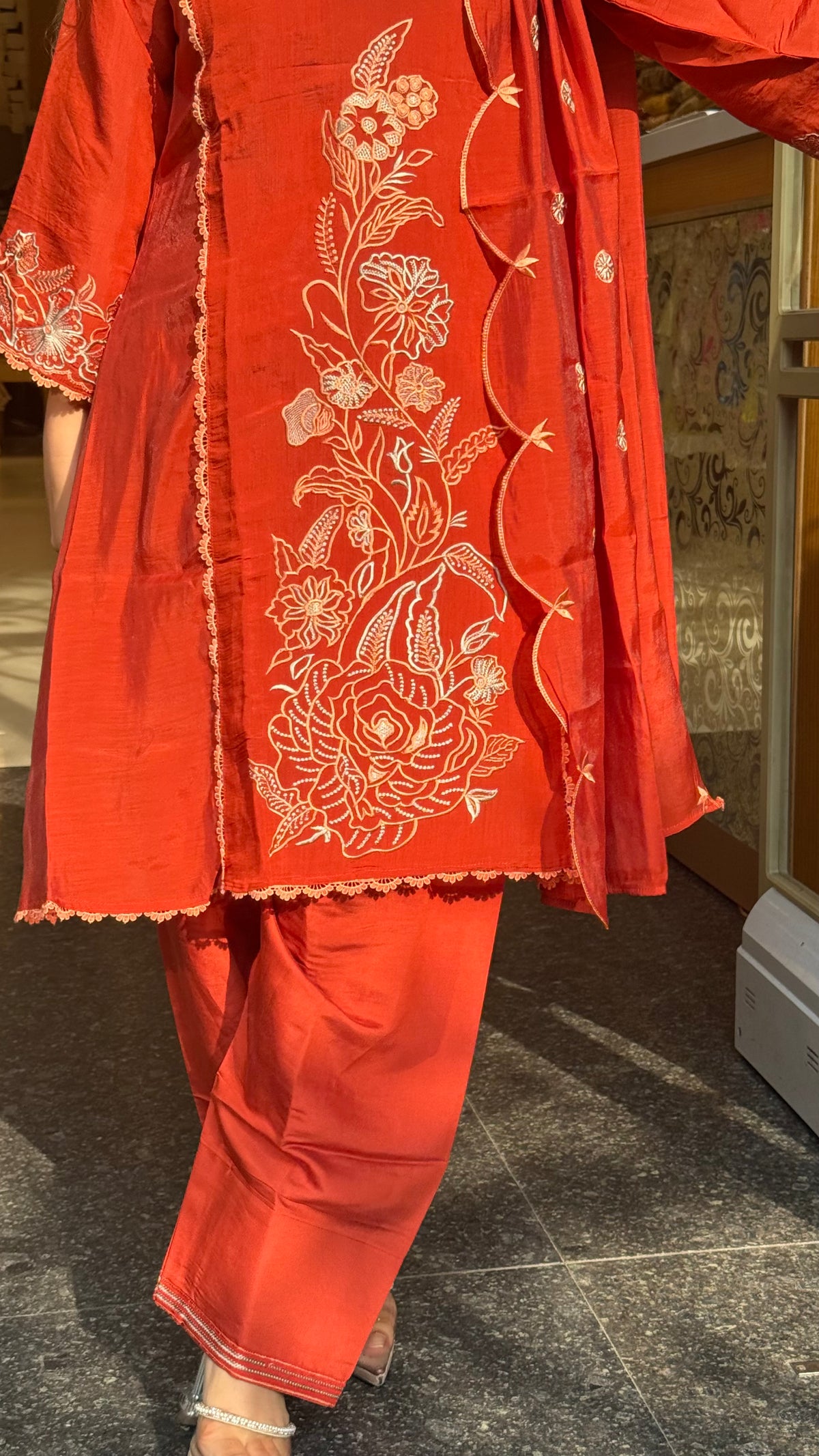 Budget Friendly Rayon Cotton Suit with Thread Embroidery | Up to Size 40