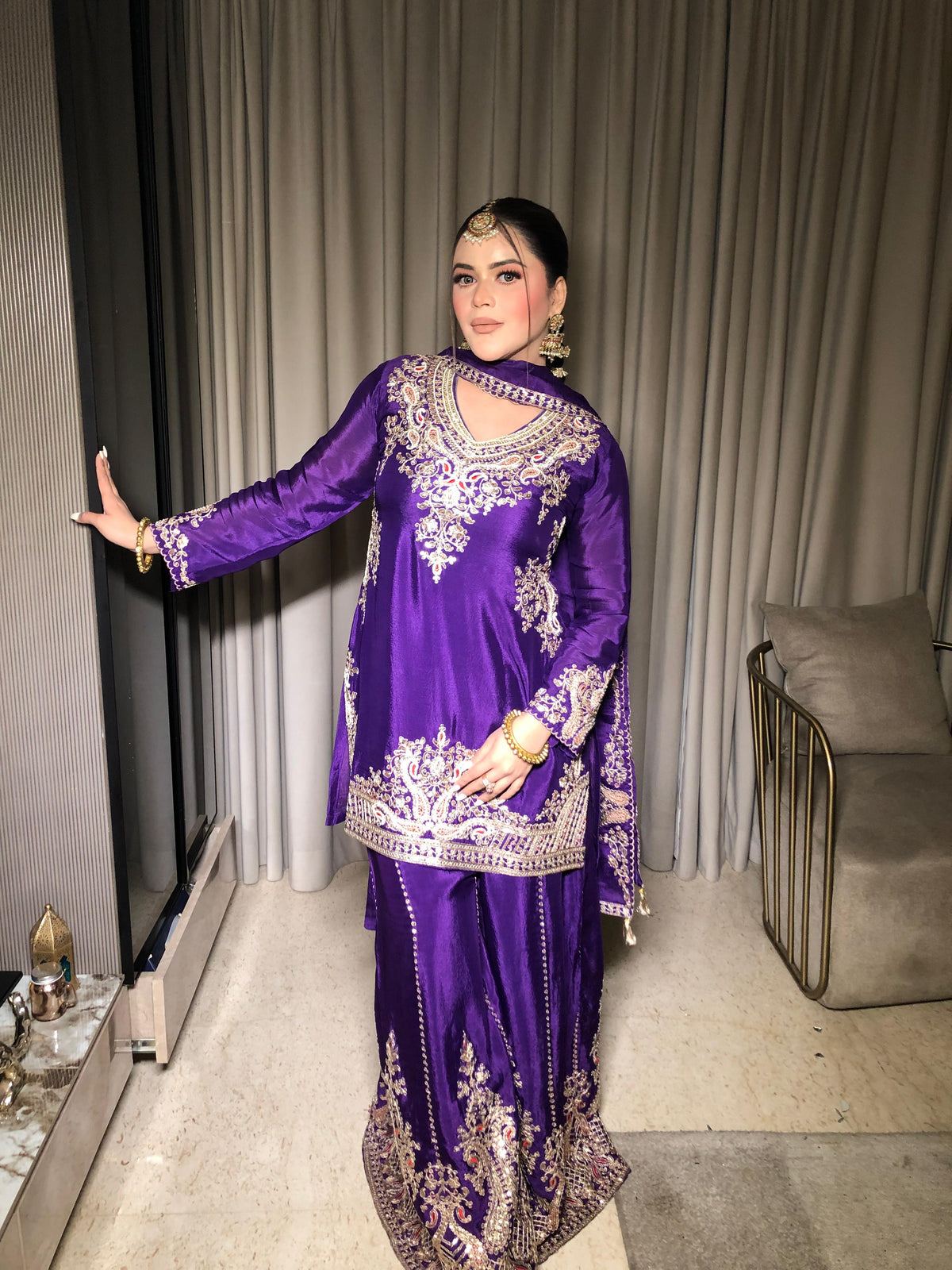 Sequence & Pearl Handwork Suit Set