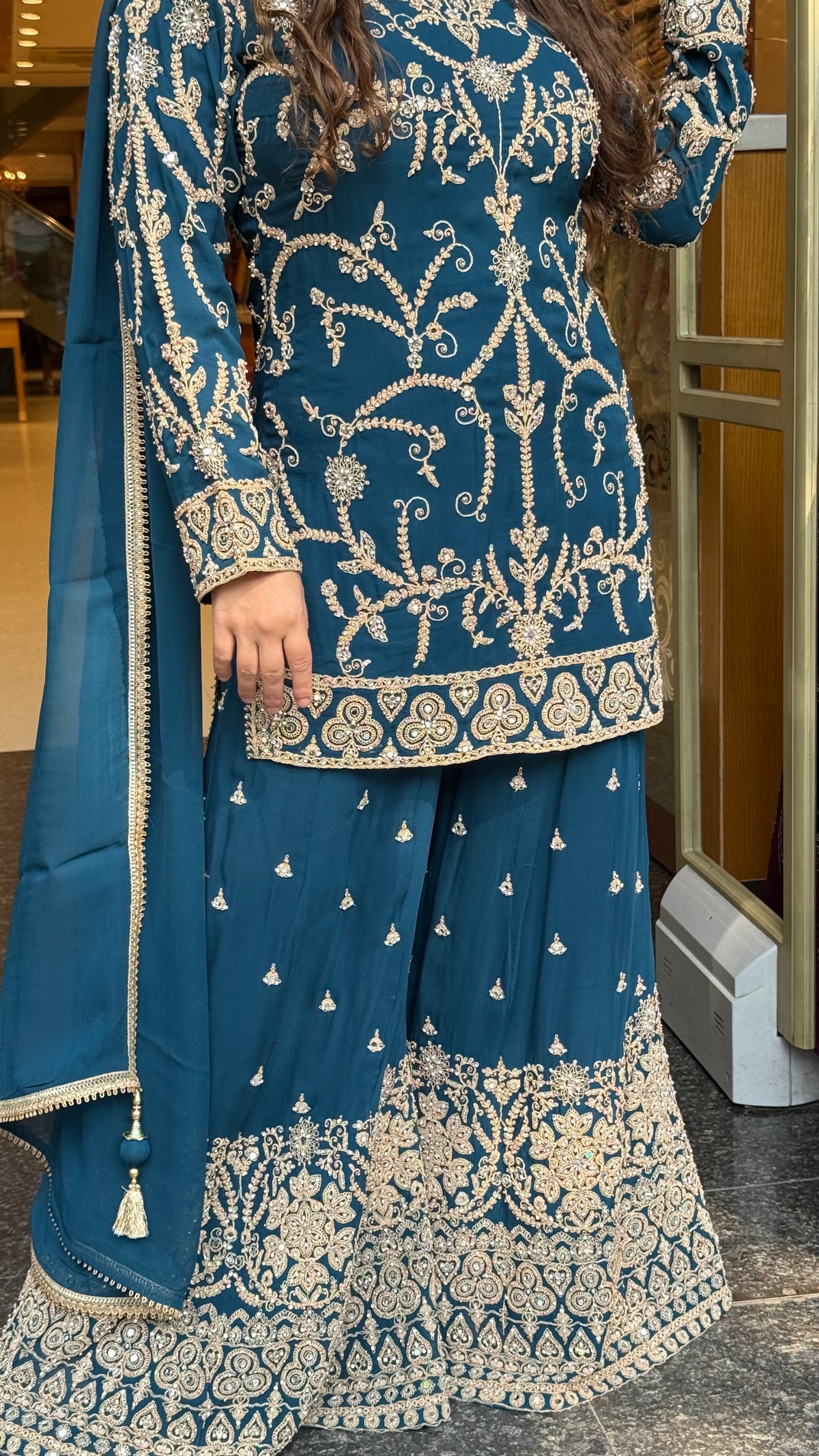 Georgette Suit Set with Dori & Mirror Work | Premium Festive Wear