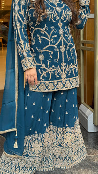 Georgette Suit Set with Dori & Mirror Work | Premium Festive Wear