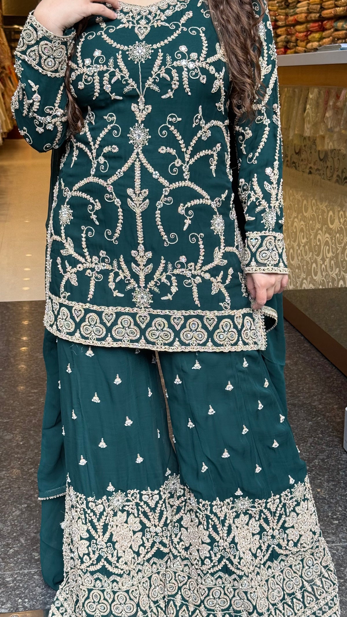 Georgette Suit Set with Dori & Mirror Work | Premium Festive Wear