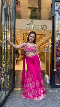 Elegant Organza Indo-Western Set with Badla Work Blouse & Banarasi Weaving Bottom