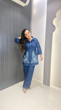 Denim Co-ord Set with Thread Embroidery