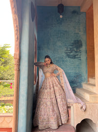 Elegant Soft Organza Lehenga with Thread Embroidery, Dori Work, Cutdana Sequins & Pearl Detailing