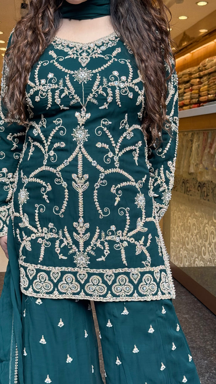 Georgette Suit Set with Dori & Mirror Work | Premium Festive Wear