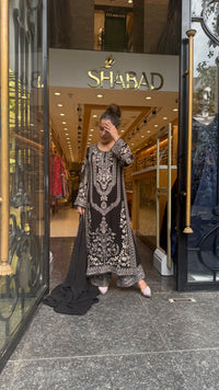 Metallic Beads & Thread Embroidered Designer Suit Set | Premium Occasion Wear