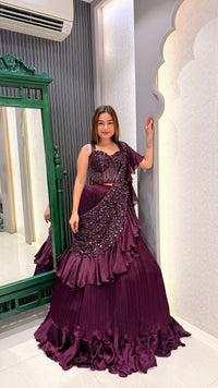 Handwork Corset Blouse with Satin Lehenga