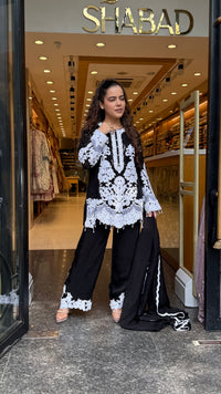 Designer Short Pakistani Suit Set with Sequin, Thread Embroidery & Pearl Detailing | Festive Wear