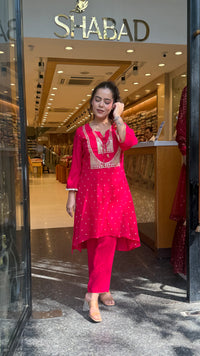 Mul Chanderi Co-ord Set with Badla & Sequin Work