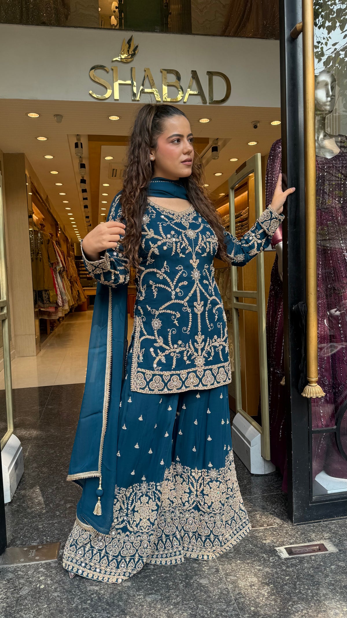 Georgette Suit Set with Dori & Mirror Work | Premium Festive Wear