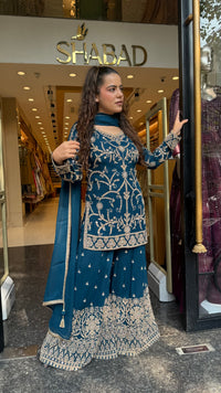 Georgette Suit Set with Dori & Mirror Work | Premium Festive Wear