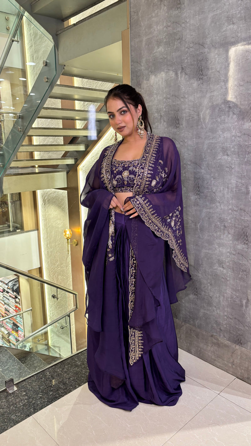 Elegant Indo-Western Set with Dabka, Sequin & Zardosi Work