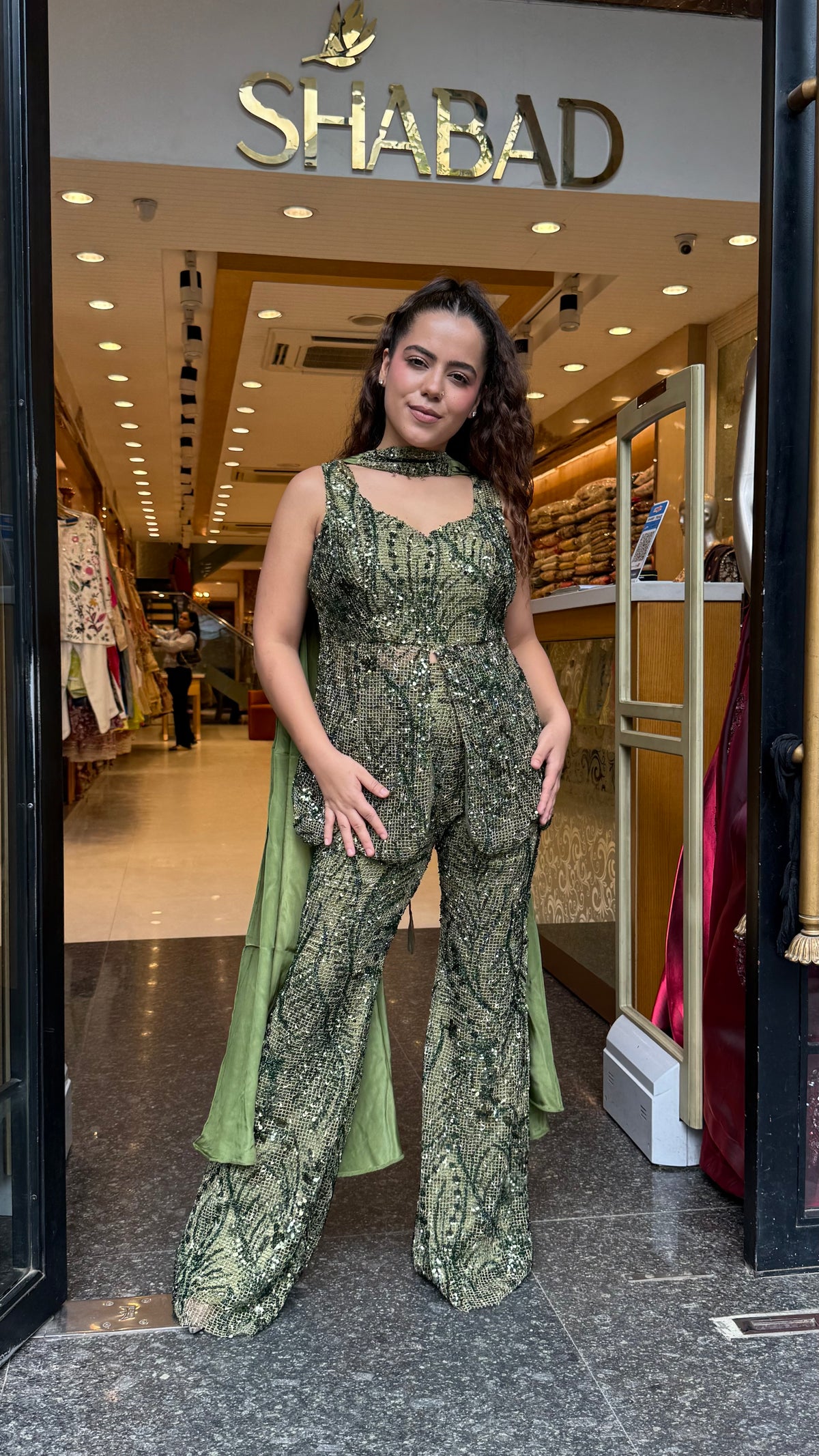 Premium Indo-Western Set in Imported Stretchable Net with Sequin Detailing | Up to Size 40