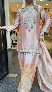 Budget-Friendly Dori Work Suit Set in Shimmer Silk | Sizes Up to 46