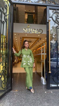 Women’s Premium Linen Co-Ord Set with Appliqué Work | Elegant Two-Piece Coord Set | Sizes Up to 44