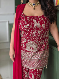 Georgette Thread Embroidery Outfit with Mirror Detailing