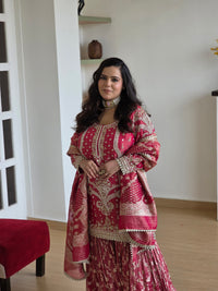 Handwork Suit with Dabka, Pearls, Sequin & Cut Dana Embellishments