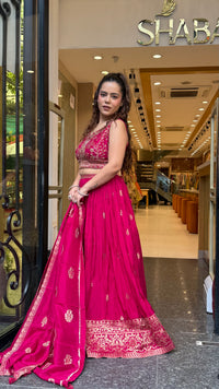Silk Indo-Western Set with Dabka, Pearl & Stone Work Blouse and Banarasi Weaving Bottom