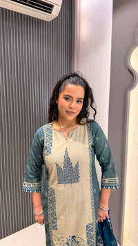 Warli Print Cotton Suit with Thread Embroidery