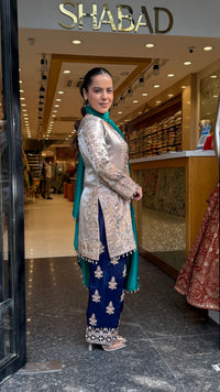 Shimmer Silk Beaded Suit Set with Chinon Salwar Style Pant
