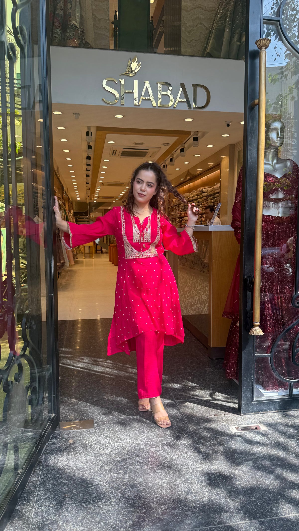 Mul Chanderi Co-ord Set with Badla & Sequin Work