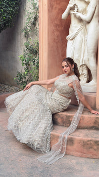 Luxury Fish Cut Lehenga with Zarkan & Sequin Handwork Blouse
