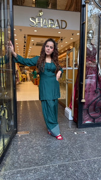 Rayon Cotton Farshi Salwar Co-ord Set with Lace Work Neckline & Sleeves | Women’s Ethnic Wear