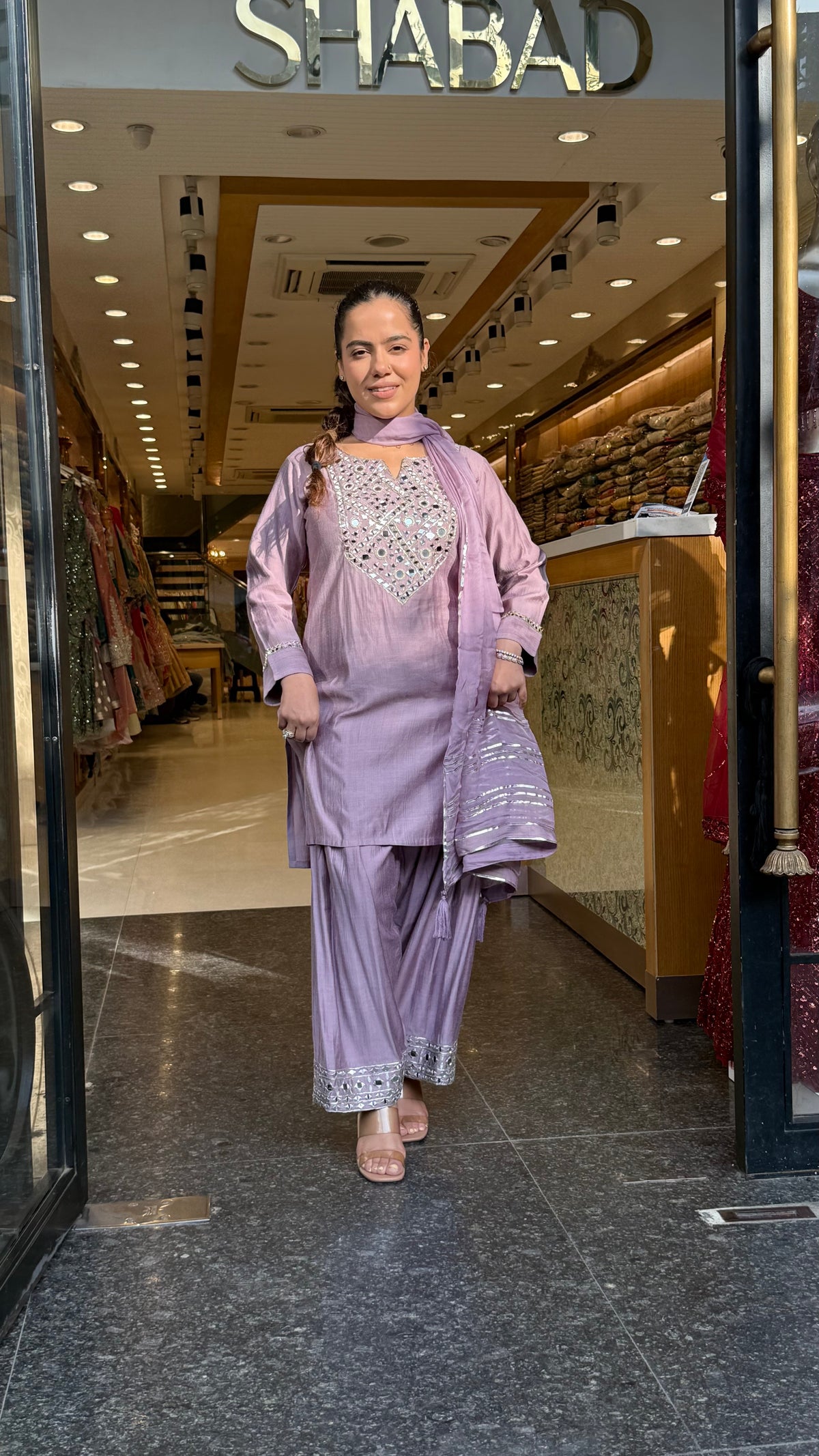 Budget Friendly Maheshwari Cotton Suit with Mirror Work |