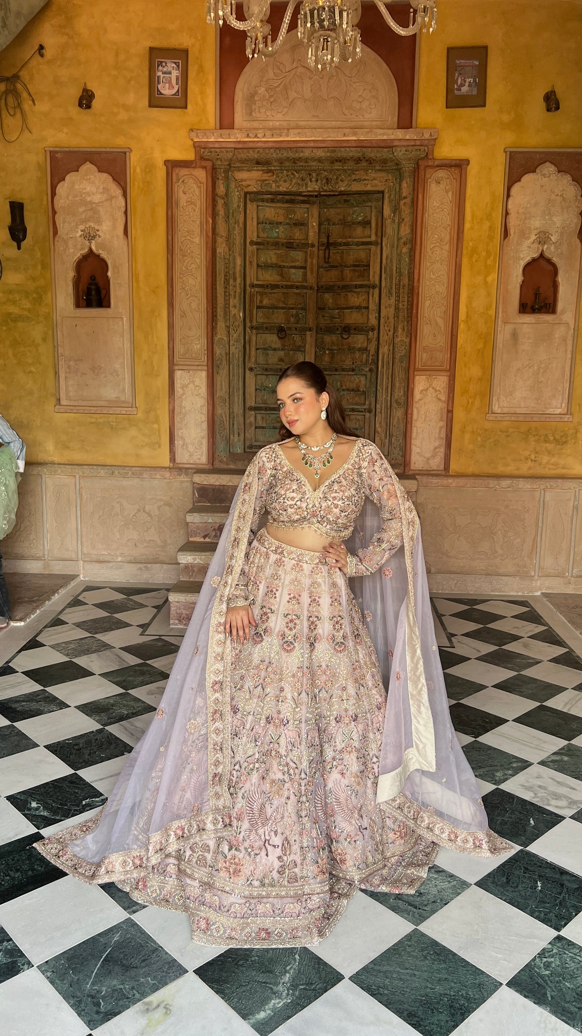 Elegant Soft Organza Lehenga with Thread Embroidery, Dori Work, Cutdana Sequins & Pearl Detailing